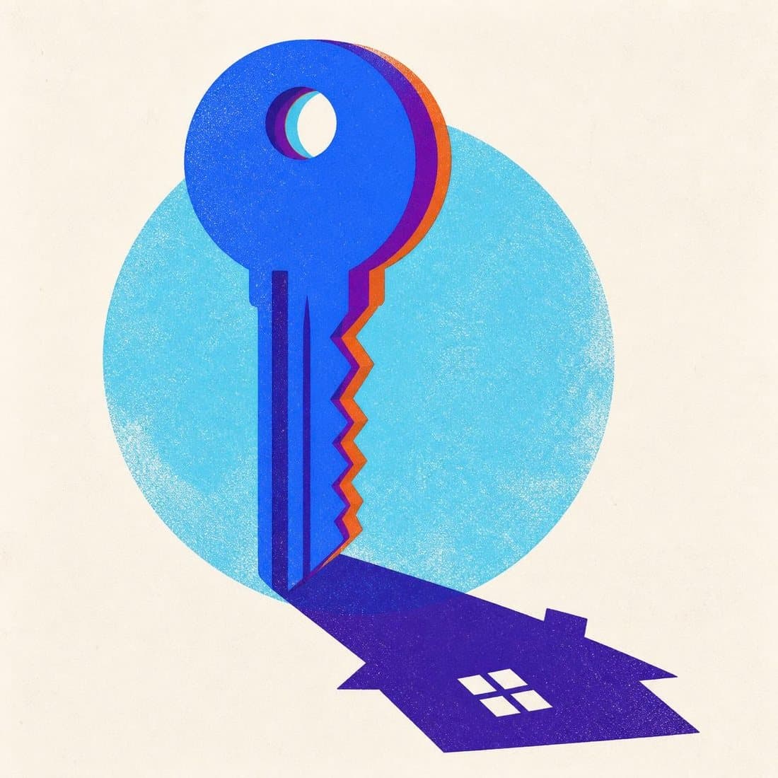 A key casting a house-shaped shadow